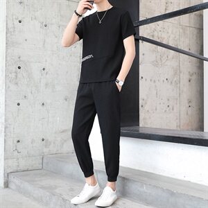 夏季宽松男士新款T恤青少年潮流两件套短袖休闲运动套装T776-P50图片