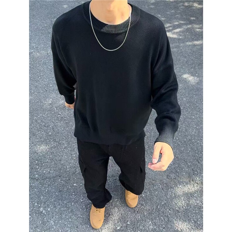 圆领毛衣男款秋冬美式高级感针织衫内搭打底衫A5020-P53,男装T恤,星座208-5