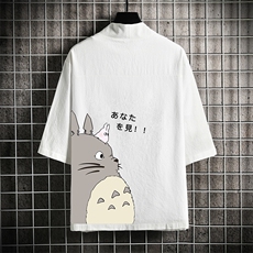 HF59150-P40风汉服男开衫外套七分袖道袍网格挂拍，男装民族服装，电商A040A