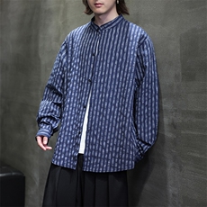 秋季新款风高品质条纹长袖衬衫男士衬衣潮新中式T2453，男装衬衫，电商A227