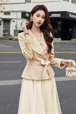 现货2026春装新款时尚气质潮流女小外套蕾丝半裙套装通用两件套，女装套装/套裙，奋斗女王