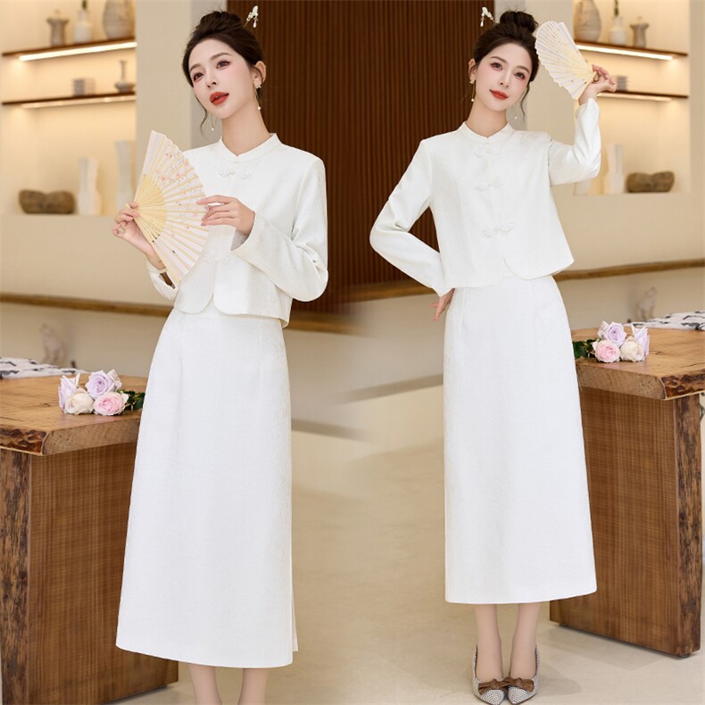 Scentof90s法式复古呼吸亚麻方领无袖马甲半裙两件套装，女装套装/套裙，布芭啦