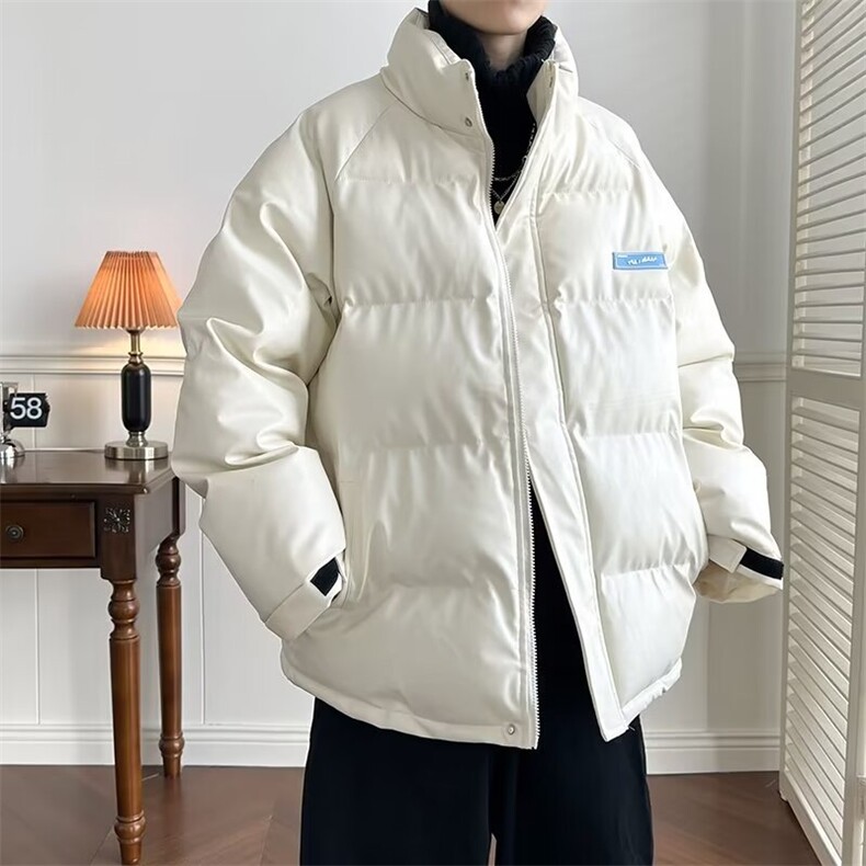 美式机车pu皮外套潮加厚宽松贴标立领棉服 M1723 P95图片