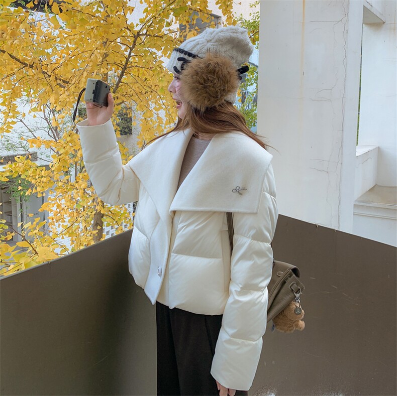 现货210-3299-P275-K39870羊毛双面呢拼新标90白鸭绒,女装羽绒服,浙宝210（原浙宝191）
