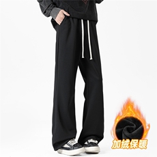 秋冬季垂感显瘦加绒保暖微喇斜切弯刀百搭潮时尚休闲裤25109-P39，男装棉衣，电商B306