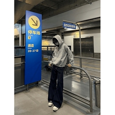 GMCS美式复古纽扣秋冬高级感慵懒风休闲帽衫外套HXD002-P58加绒65，女装短外套，星座910A