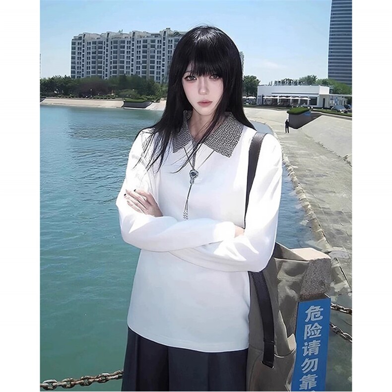 【现货】千鸟格假两件polo衫长袖T恤秋季老钱风卫衣TX220-P28网图,男装Polo衫,电商C213(原B265)