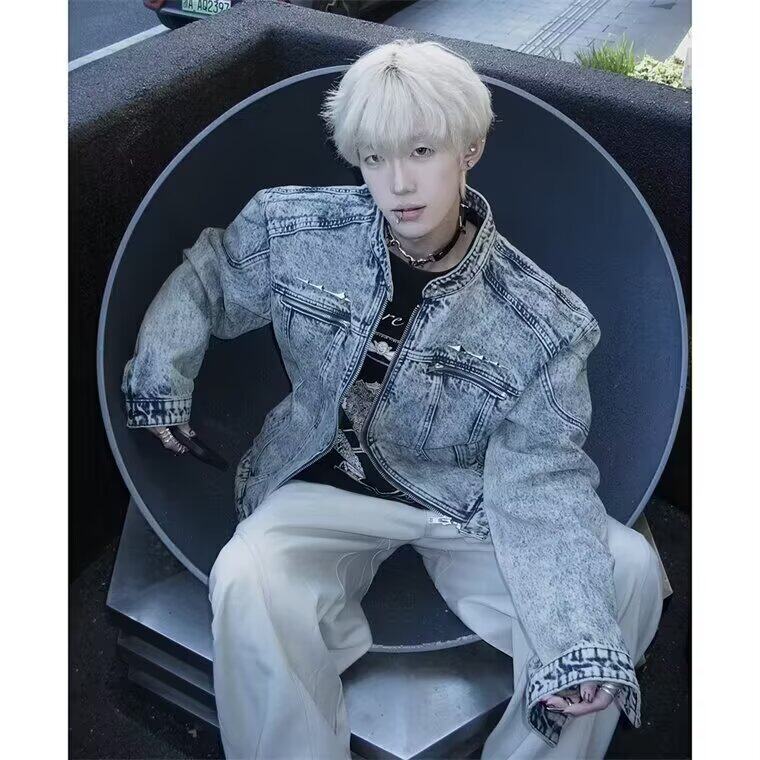 312-P63美式小众水洗做旧短款牛仔外套男2025新款，男装工装外套，电商B323A