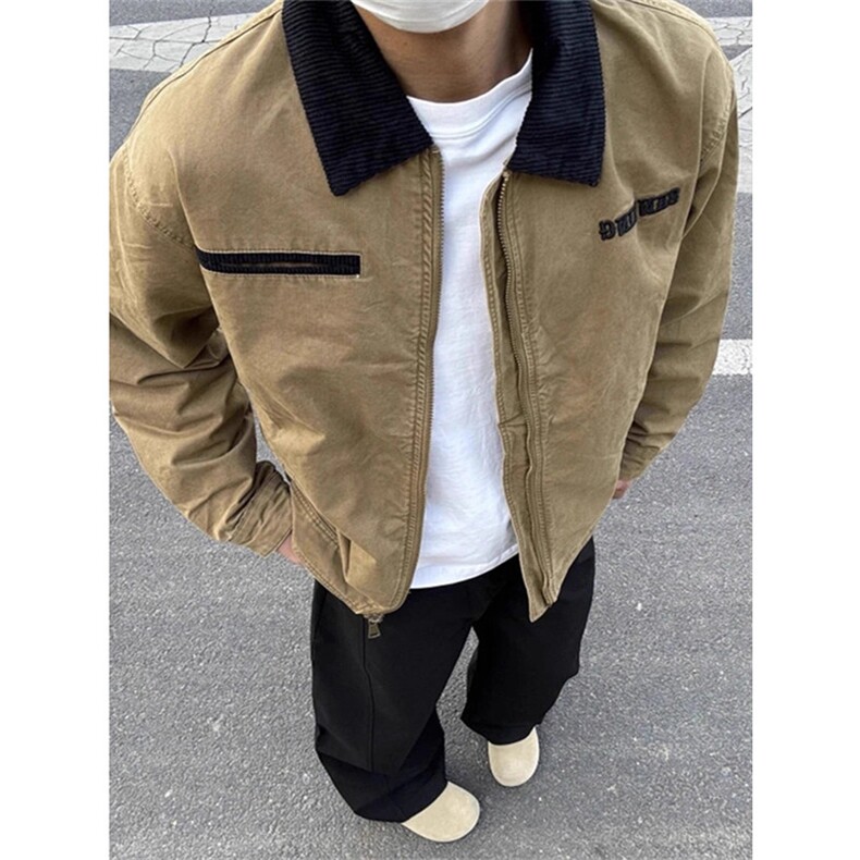 底特律短款外套男款秋季复古哈灵顿工装夹克潮牌棒球服 JK886图片