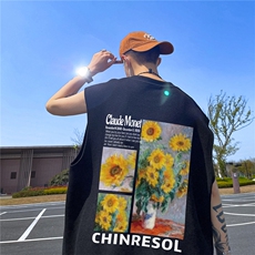 华夫格背心直播高品质重磅220克向日葵印花HB7111-P25控38，男装背心/马甲，星座508（原C305）