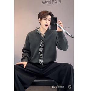 原版面料丝巾设计长袖针织衫男韩版休闲毛衣MY008-P78送丝巾网图