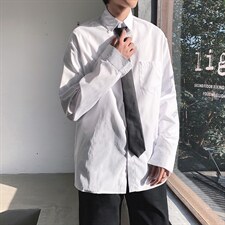 送领带长袖衬衫男潮流帅气衬衣学院风DK制服港风日系cs11-p30，男装衬衫，星座1008-1