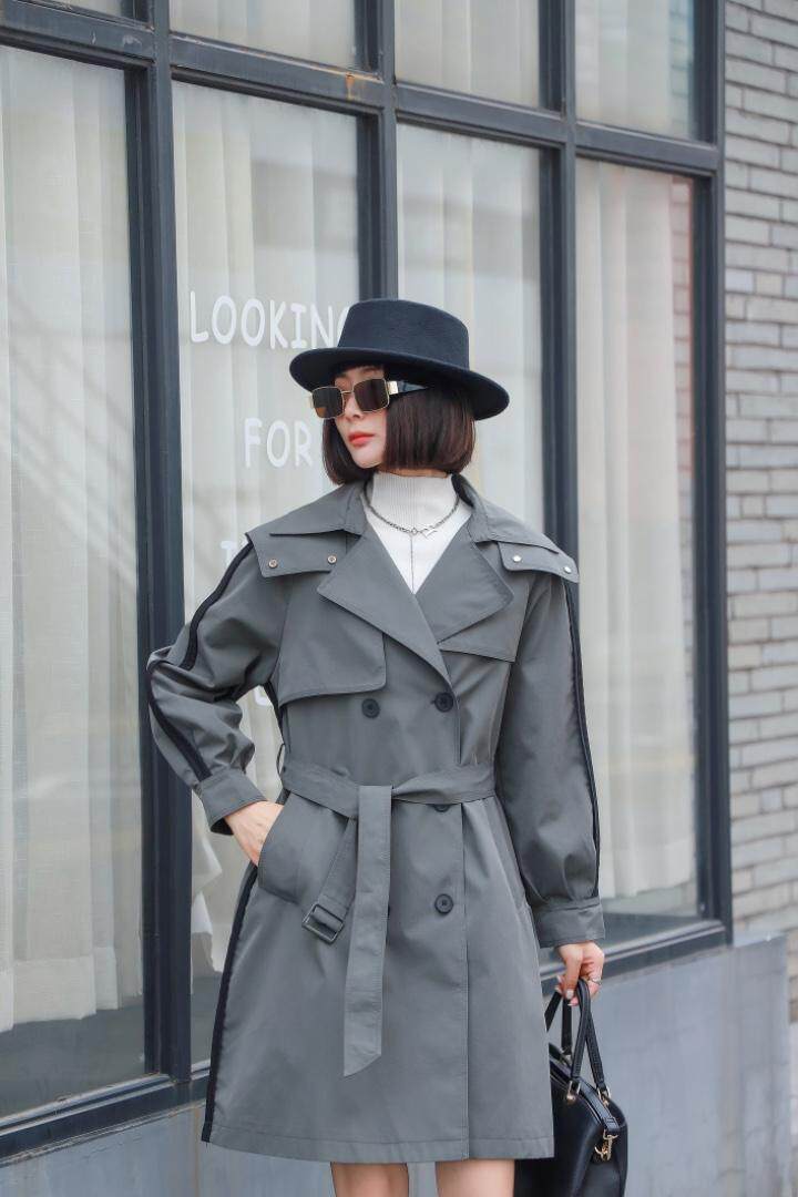 「布之魅」中长休闲款风衣。连帽不可脱卸三色。，女装风衣，布之魅