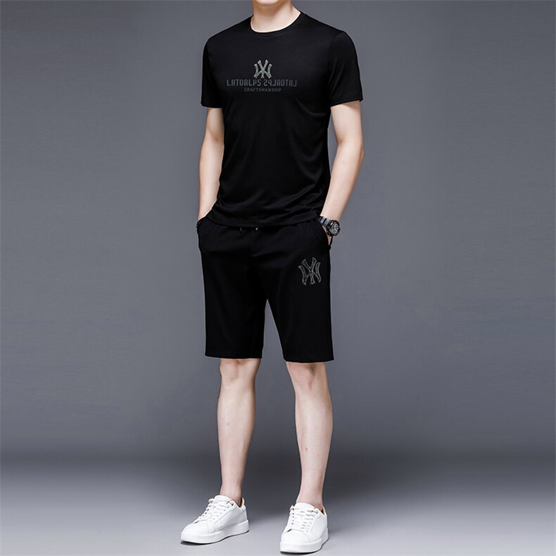 2023年夏款潮流休闲时尚男士运动短袖短裤套装P130,男装休闲套装,电商D223-1