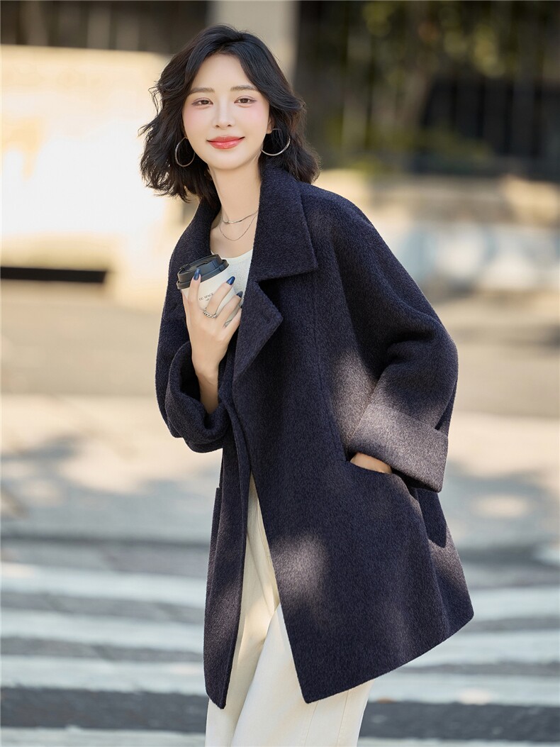 100%绵羊毛2025冬季新款时尚双面绵羊毛毛呢外套女,女装双面呢大衣,沁沁公主