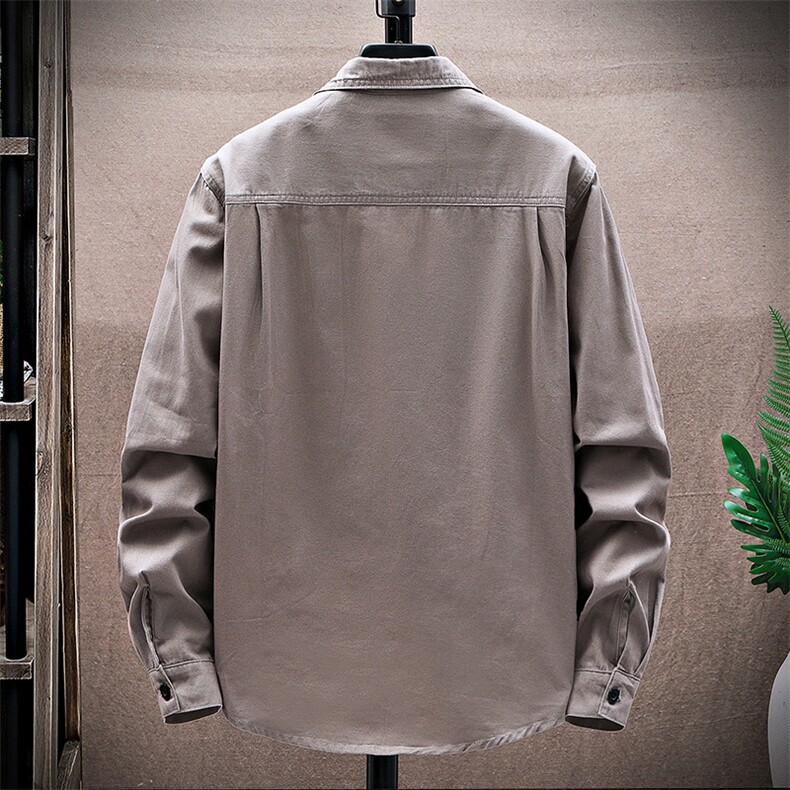 衬衣男新款纯棉工装翻领休闲时尚长袖衬衫XZ310B-3-CY805-P58,男装衬衫,星座310B-3