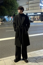 新款毛呢大衣男秋冬高街宽松风衣中长款外套MN9568/P100加棉P110，男装风衣，电商B316