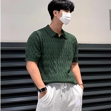 针织冰丝polo衫男短袖夏季新款潮流百搭修身帅气翻领t恤LB070-P40，男装T恤，星座1008