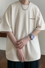 24新款宽松港风220克小英文印花麂皮绒T恤TJ23151-特P19，男装T恤，星座508（原C305）