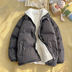 1506-1/MJK7771/P59加绒加厚原宿纯色加羊羔绒棉衣面包服男女同款，男装棉衣，星座1506-1