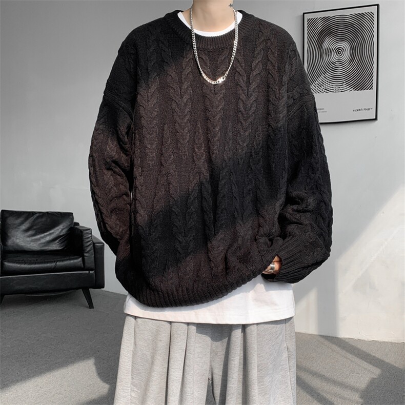 8XL-M麻花毛衣男休闲大码慵懒风情侣圆领针织衫线衣外套MY1512P65,男装针织衫/毛衣,电商B238
