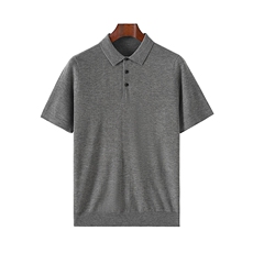 2025秋季新款纯色短款POLO领短袖套头衫通勤百搭，男装Polo衫，优麦羊绒（原洪叶羊绒）