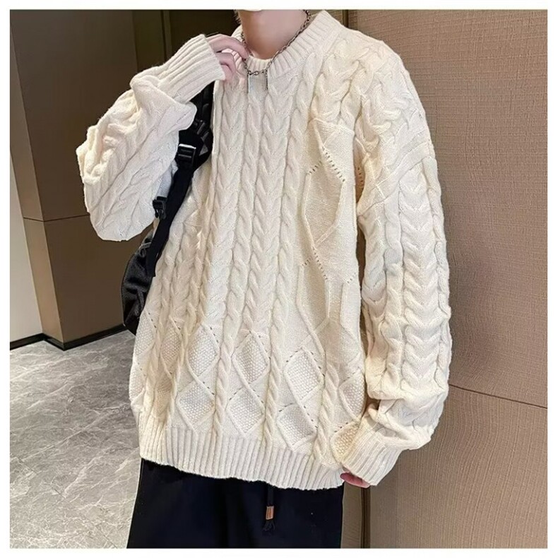 复古麻花毛衣男宽松慵懒风外套ins潮牌韩痞帅纯色针织衫MY066-P55,男装针织衫/毛衣,星座1001-1