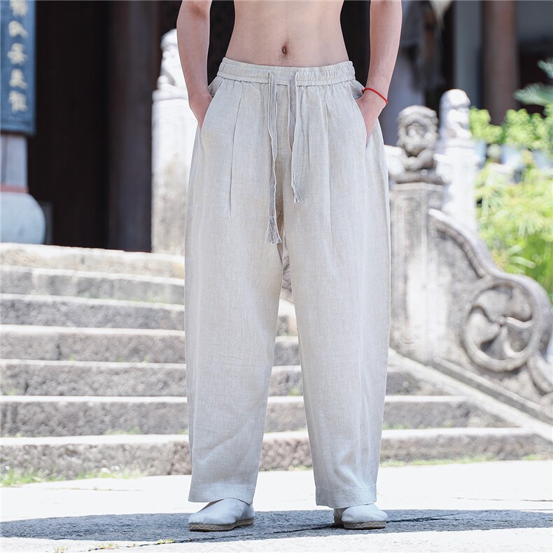 纯亚麻裤子男夏季薄款宽松透气直筒休闲长裤子K50P105，男装休闲裤，星座704A（原B229A）