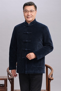男士风唐装中老年90绒羽绒服复古盘扣羽绒服套装中式爸爸男装图片