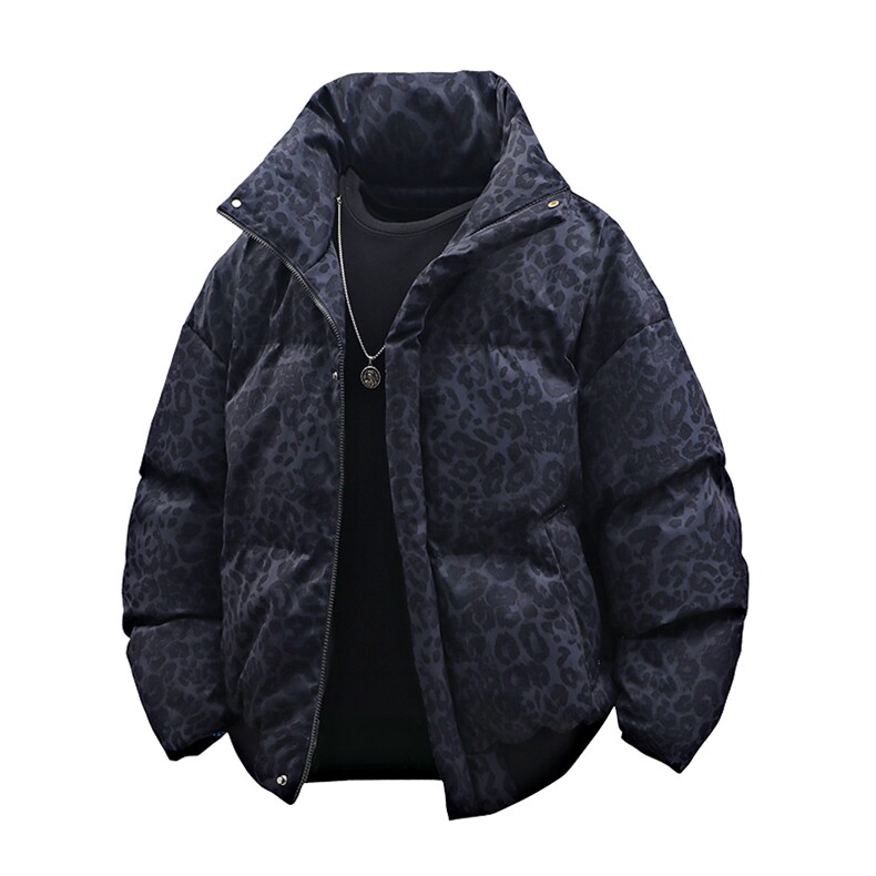 支持二开冬装加棉加厚立领棉服男女棉衣外套豹纹面包服M820-P75,男装棉衣,电商A441