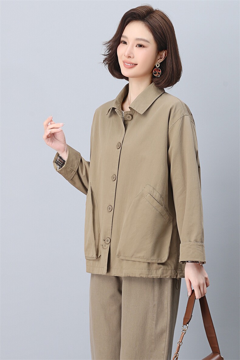 时尚休闲女2025春秋季新款中年妈妈宽松小个子洋气减龄,女装短外套,悦见她