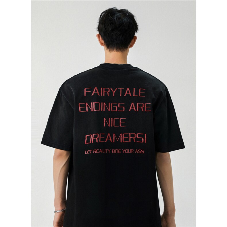 2026新款潮牌短袖宽松韩版字母印花扎染工艺T恤T8823/P5588，男装T恤，星座202