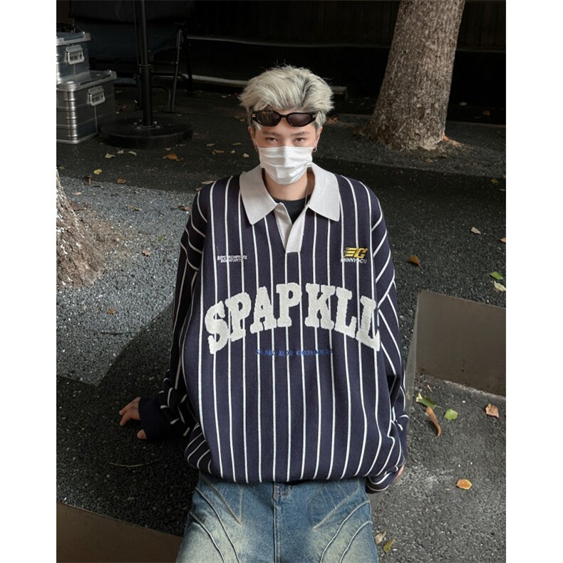 B379P57秋冬毛衣打底衫线衣翻领男装上衣宽松日系港风,男装T恤,星座512-6