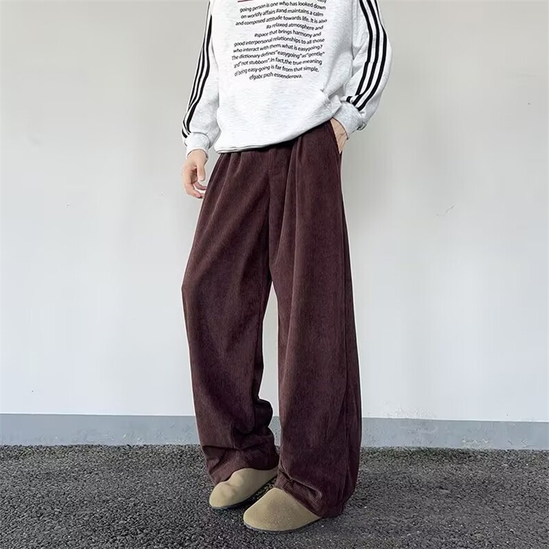 春季新款灯芯绒休闲裤男宽松直筒阔腿裤垂感长裤男A80711-p52,男装休闲裤,星座1008