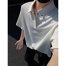 夏季新款美式肌理感短袖polo衫休闲翻领T恤简约复古上衣D415P45，男装T恤，电商A335-1（原A458）