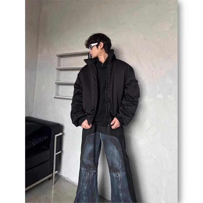 纯色立领飞行夹克男2025春款廓形短款棒球服高街百搭外套,男装夹克,星座506A