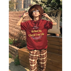 抖音得物品质240克宽松纯棉美式高街夜光反光工艺印花短袖T恤，男装T恤，电商A486