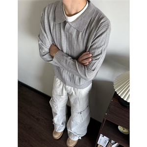 男女款圆领套头针织上衣慵懒感美式毛衣AM92-P47图片