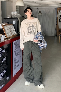 美式工装裤男女秋季设计感宽松多巴胺伞兵休闲阔腿裤YD9002-P75图片