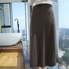 秋冬新款百褶裙女针织半身裙高腰百搭包臀竖道伞裙，女装半身裙，君贝羊绒