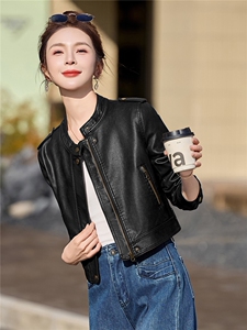 2026年春季新款现货时尚高品质皮衣小外套机车服女装图片