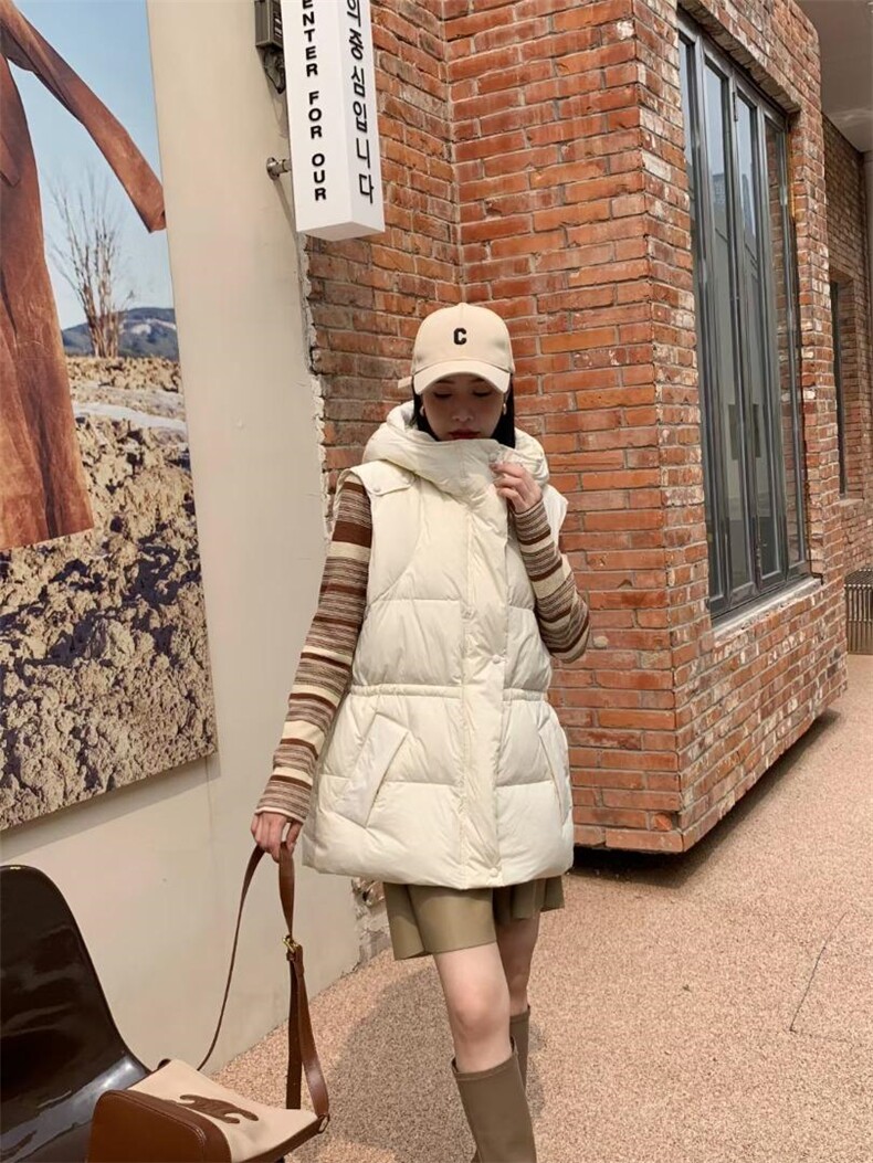 2022秋冬新款羽绒马甲韩版宽松坎肩外穿百搭背心马夹,女装马甲,川哲