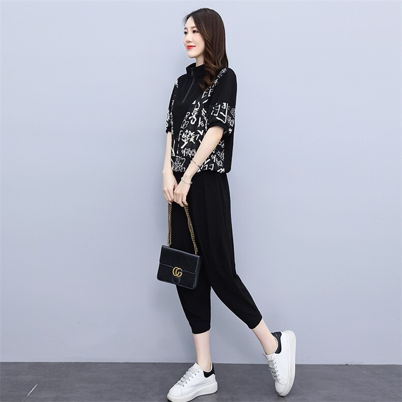 休闲套装女士2022夏季新款韩版宽松减龄大码显瘦时尚两件套,女装套装/套裙,魅影