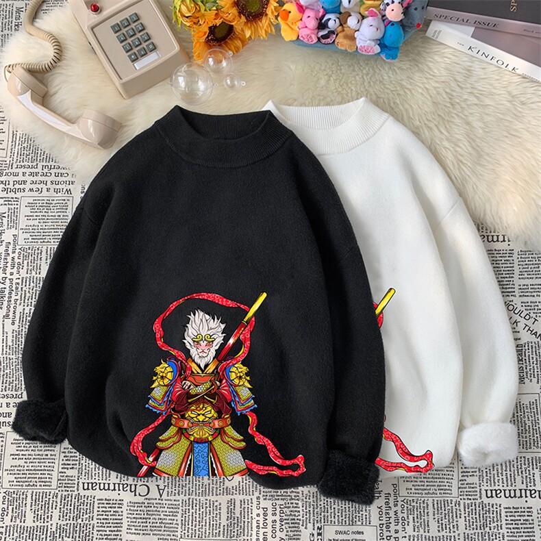 M18203-P45齐天大圣加绒款-P65半高领毛衣男士大码针织衫男,男装针织衫/毛衣,电商A040