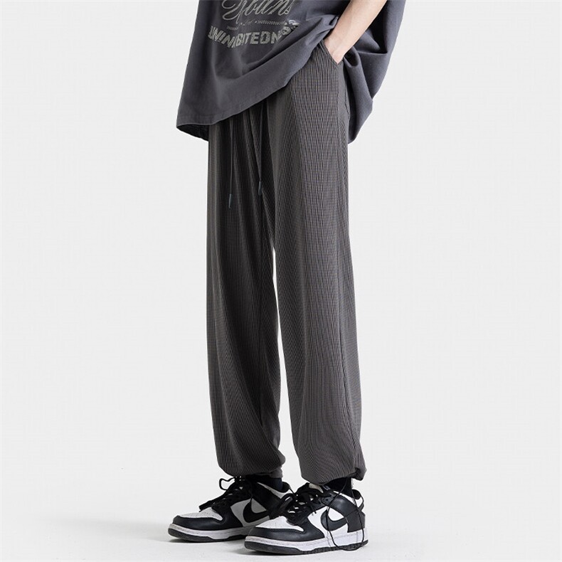 2025夏季新款无影墙大码港风直筒阔腿冰丝裤M-5XHK23121-特P35，男装休闲裤，电商A022
