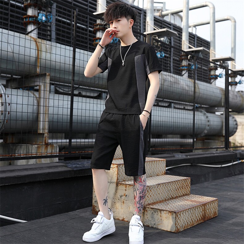 2021夏季新款原创短袖套装男T恤学生运动潮男T710-P50,男装休闲套装,星座1206（原A206）
