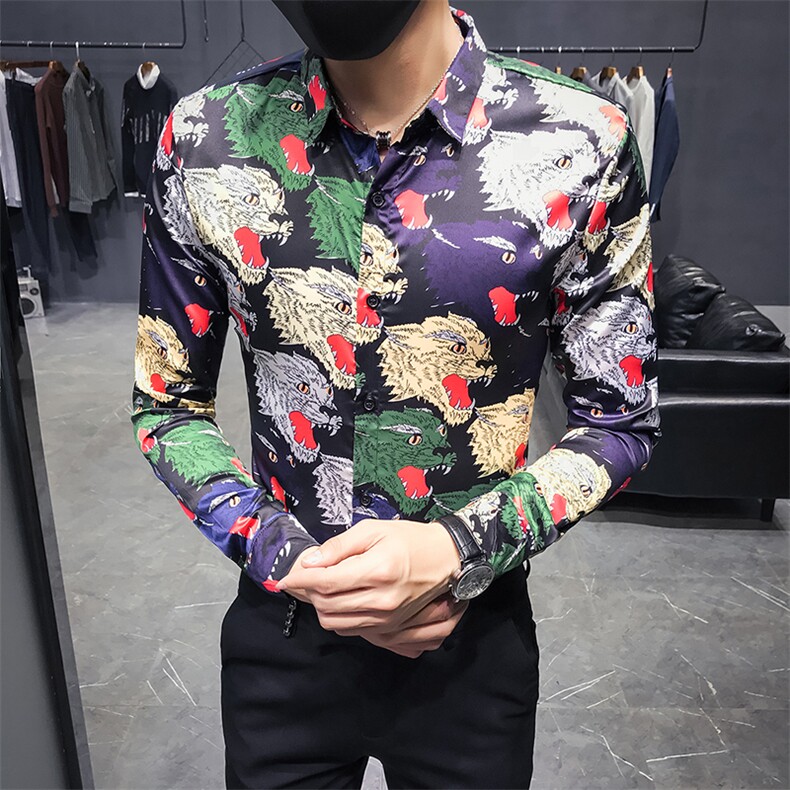秋季英伦硬汉男衬衫网红小伙绅士花衬衫图2C301-C83-P55,男装衬衫,电商C301