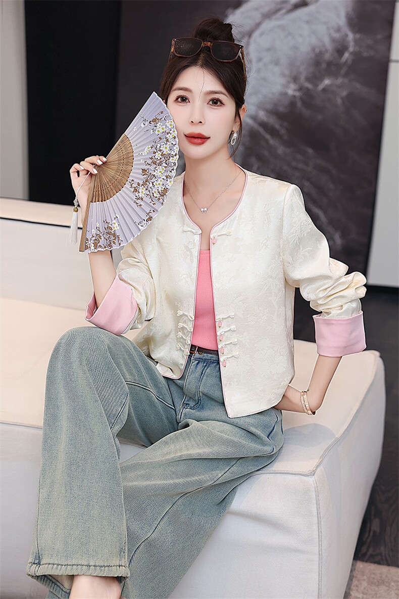 新中式g风小香风外套女2025春秋季小个子复古盘扣唐装短款上衣,女装短外套,沁沁公主