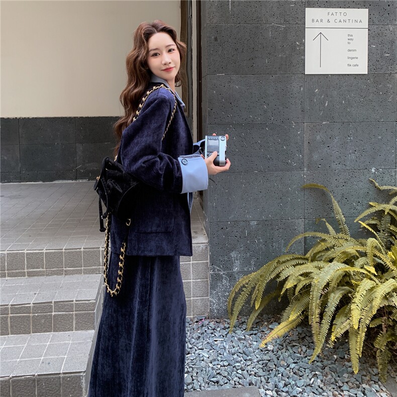 高级感轻熟风西装套装女2025秋季新款气质假两件西服半身裙两件套,女装套装/套裙,2C053