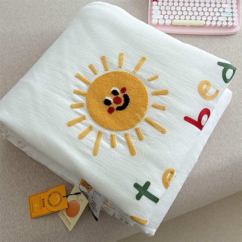 新款李官奇推荐全棉皱皱纱毛巾绣夏被，被套/被芯，一起卖家纺